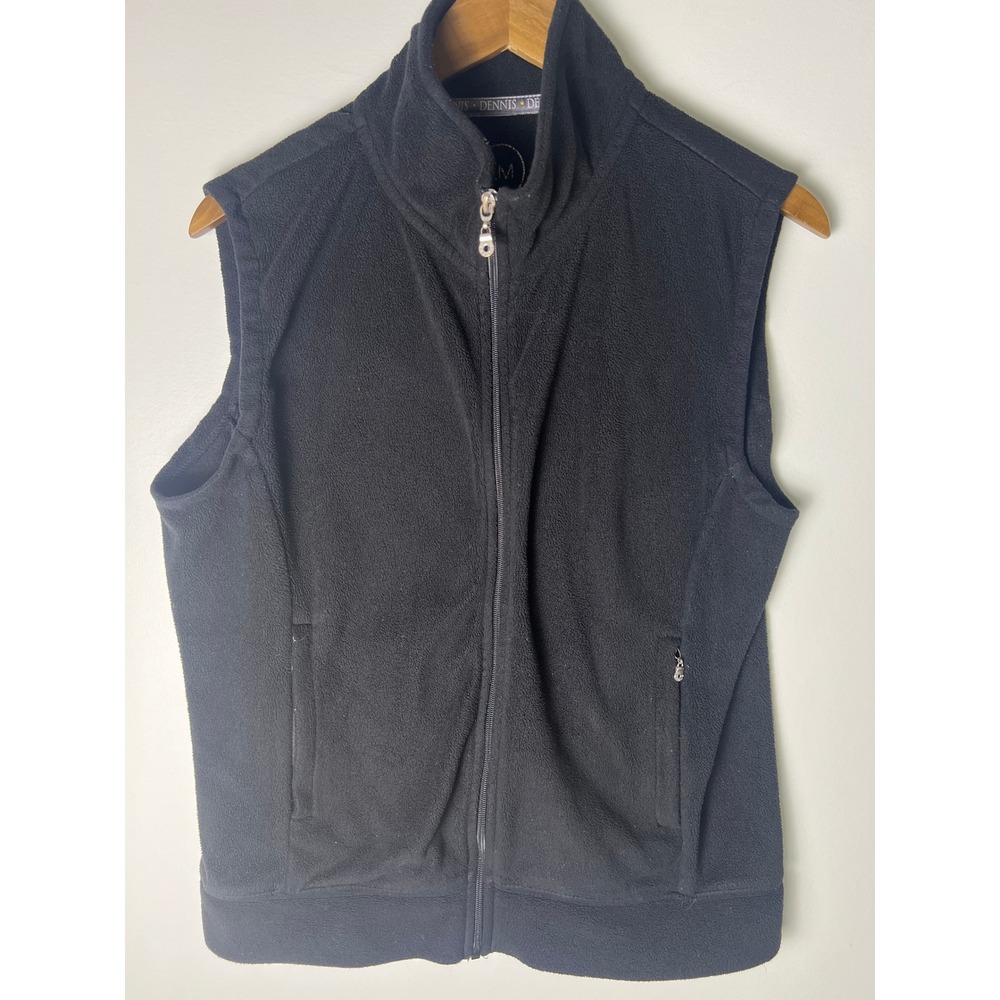 Dennis Fleece Full Zip Vest Wm Size AM/ Medium Black Mock Neck Sleeveless Jacket